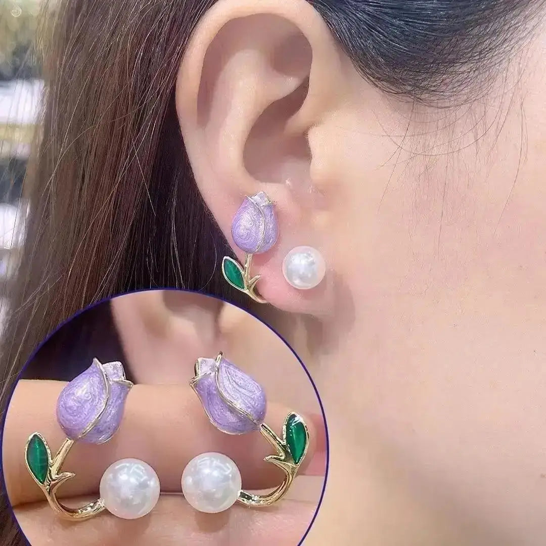 Korean Vintage Pearl Crystal Earrings For Women