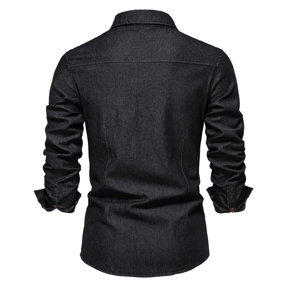 Spring Long Sleeve Men's Denim Shirt