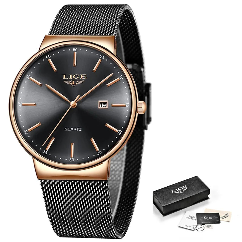 LIGE Mens Watches Fashion Ultra Thin