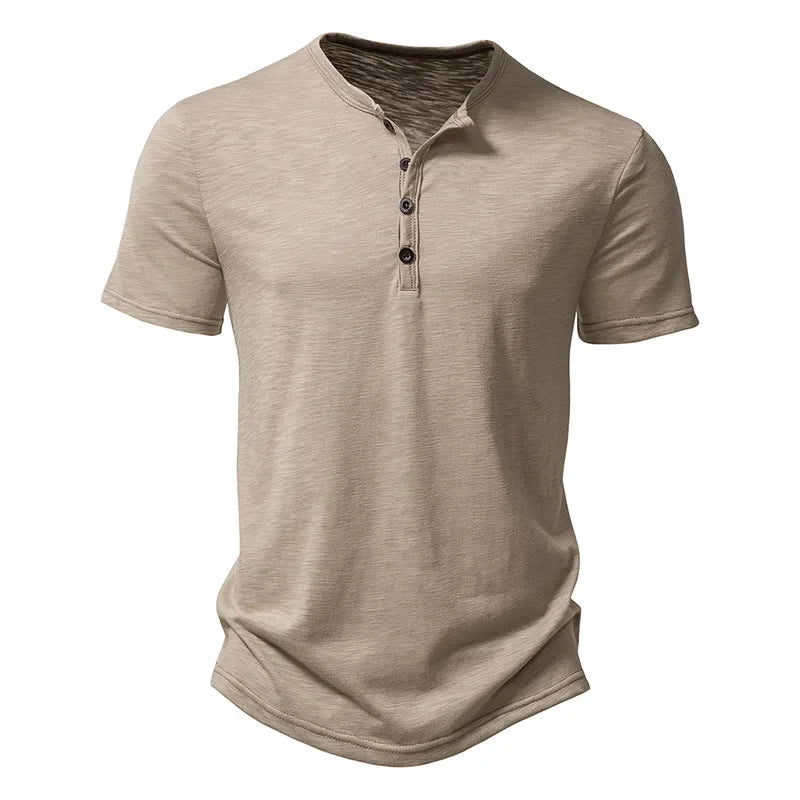 T Shirt Henley Men Casual