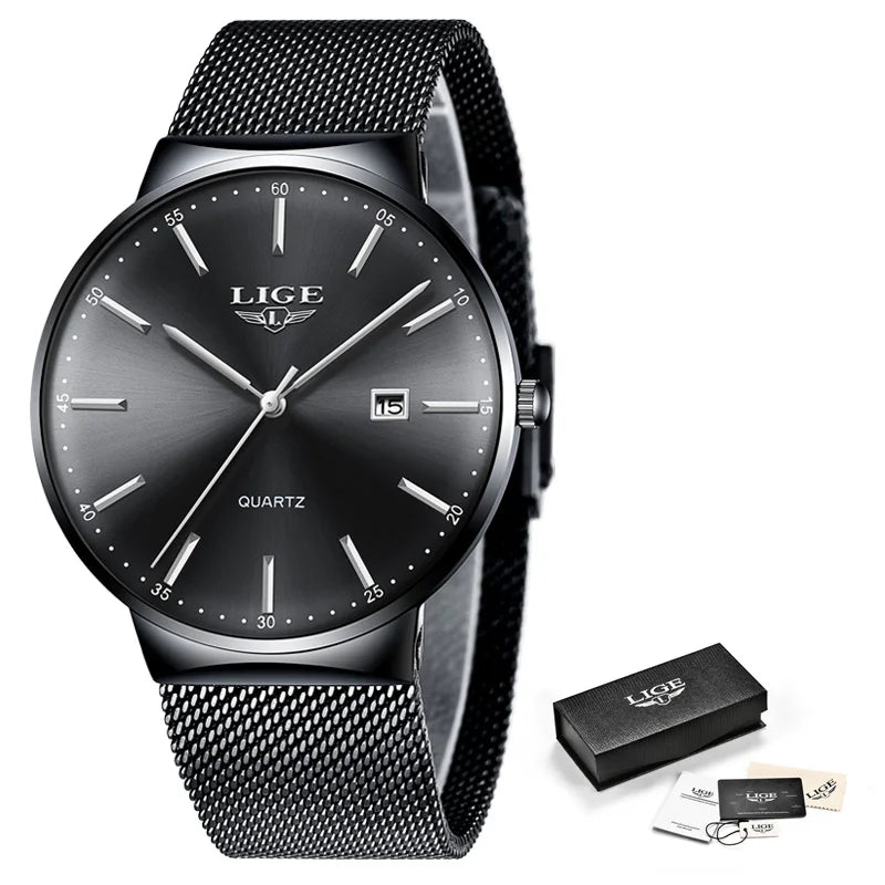 LIGE Mens Watches Fashion Ultra Thin